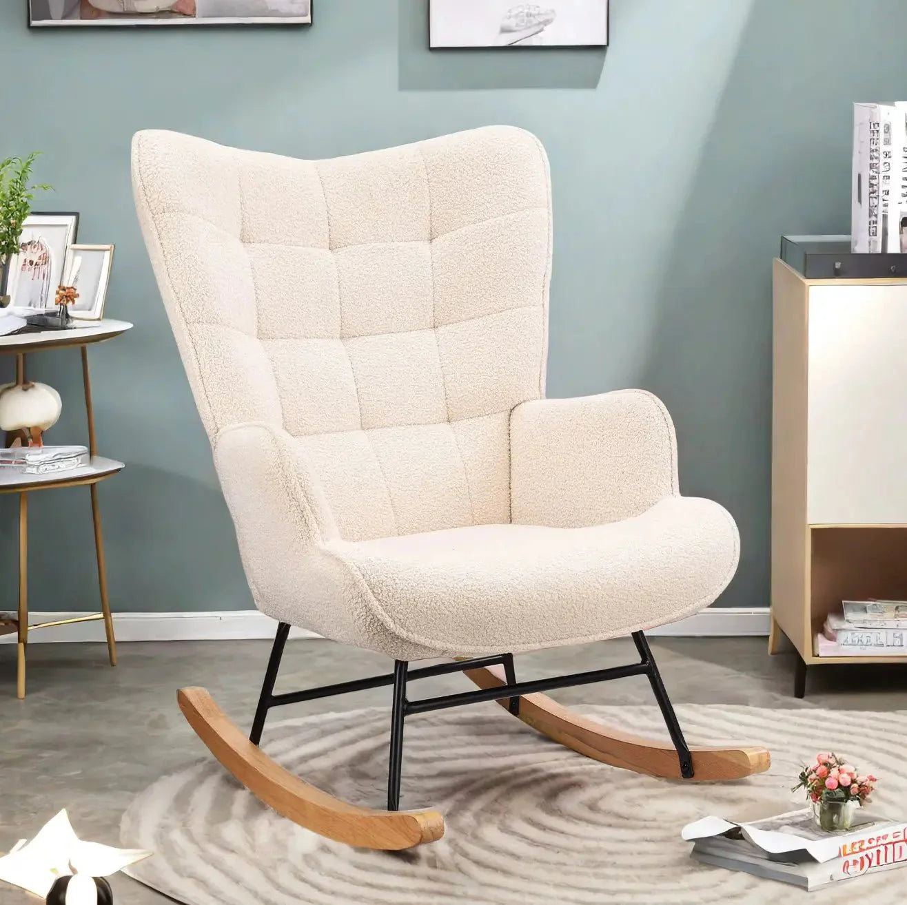 NUBELIA – High Back Teddy Rocking Chair