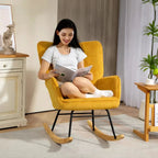 SOLIS – Ribbed Fabric & Wood Rocking Chair