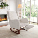 VELKA – Ivory Teddy Rocking Chair with Footrest