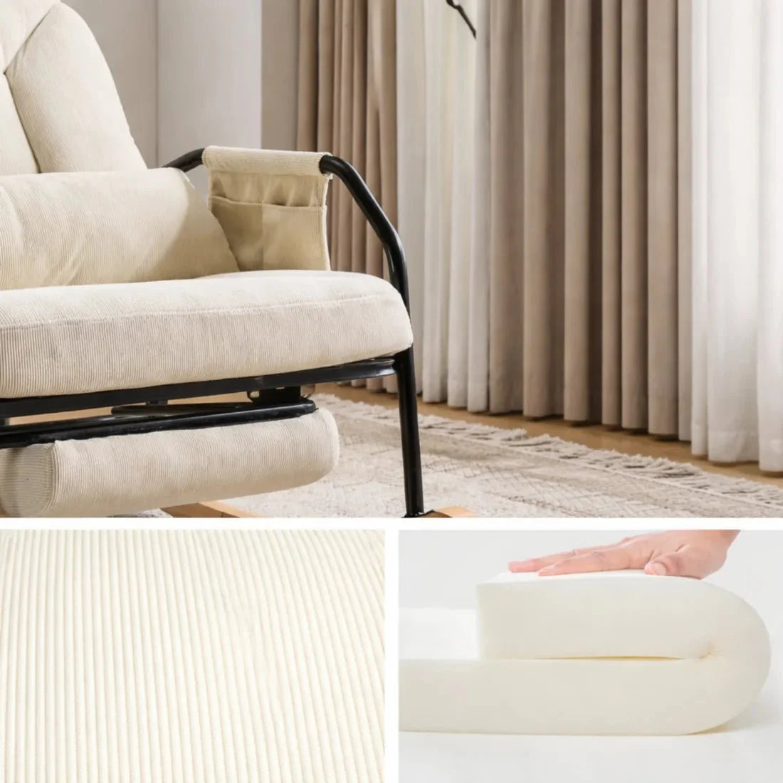 KORVEN – Rocking Chair Inclinable Corduroy
