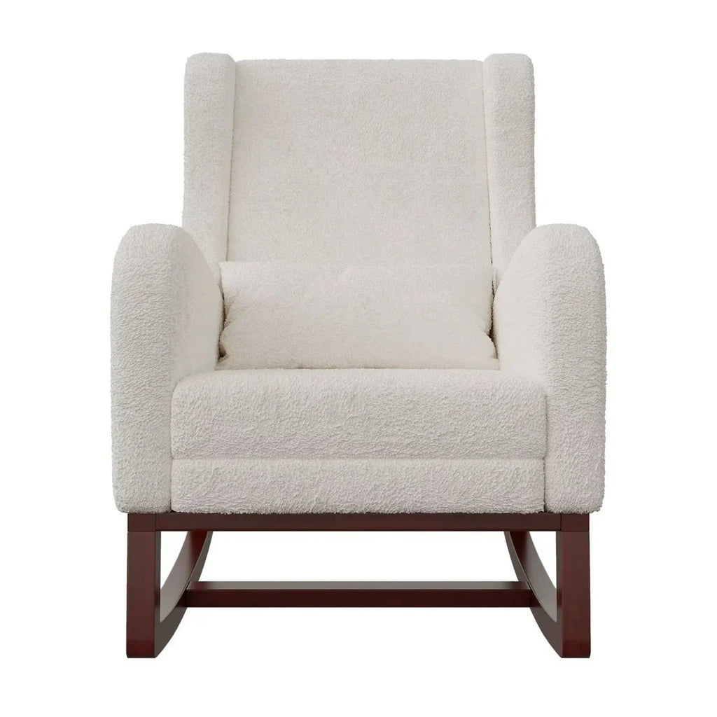 VELKA – Ivory Teddy Rocking Chair with Footrest