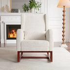 VELKA – Ivory Teddy Rocking Chair with Footrest