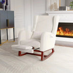 VELKA – Ivory Teddy Rocking Chair with Footrest