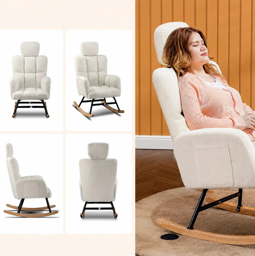 NORKA – Ultra-Soft Rocking Chair with Headrest & Armrests